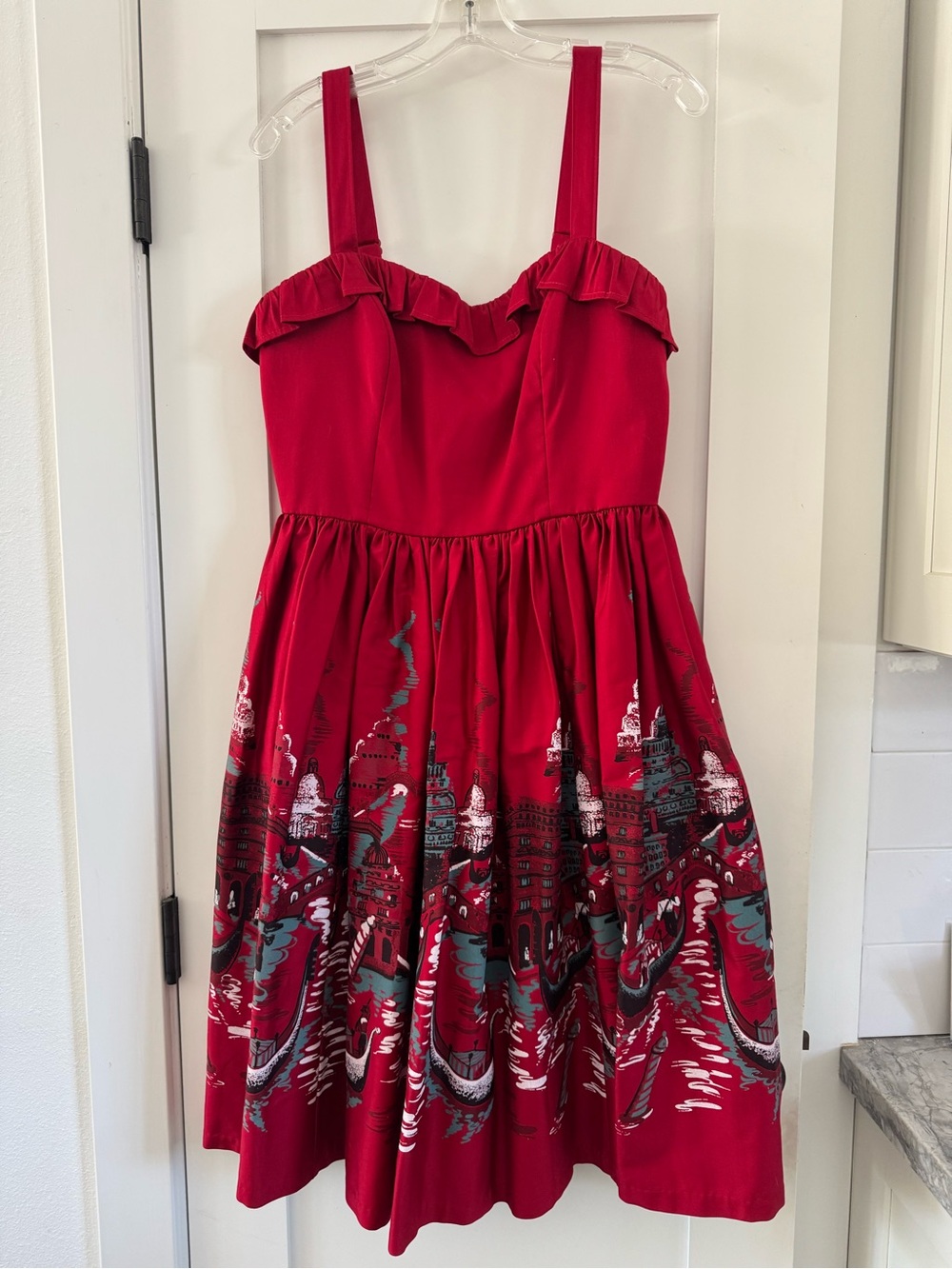 Pinup Couture Red & Black Vintage-Inspired Printed Swing Dress